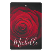 Aangepast monogram rode roze  foto mini klembord (Achterkant)