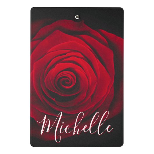 Aangepast monogram rode roze  foto mini klembord (Achterkant)