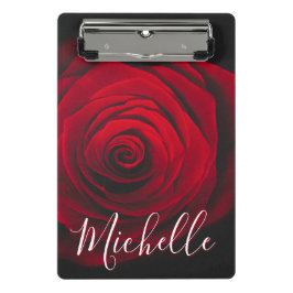 Aangepast monogram rode roze  foto mini klembord