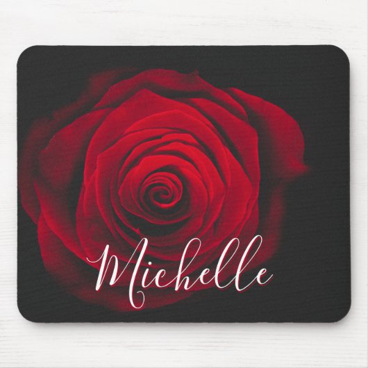 Aangepast monogram rode roze  foto muismat (Voorkant)