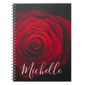 Aangepast monogram rode roze  foto notitieboek (Voorkant)