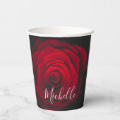Aangepast monogram rode roze  foto papieren bekers (Achterkant)