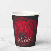 Aangepast monogram rode roze  foto papieren bekers (Voorkant)