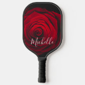 Aangepast monogram rode roze  foto pickleball paddle (Achterkant)