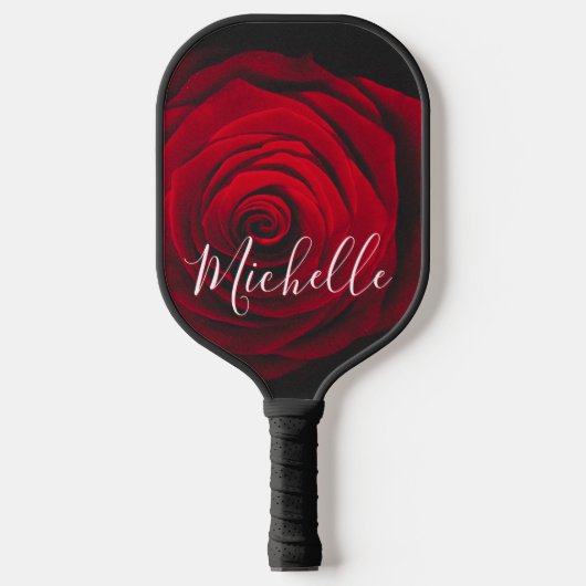Aangepast monogram rode roze  foto pickleball paddle (Voorkant)