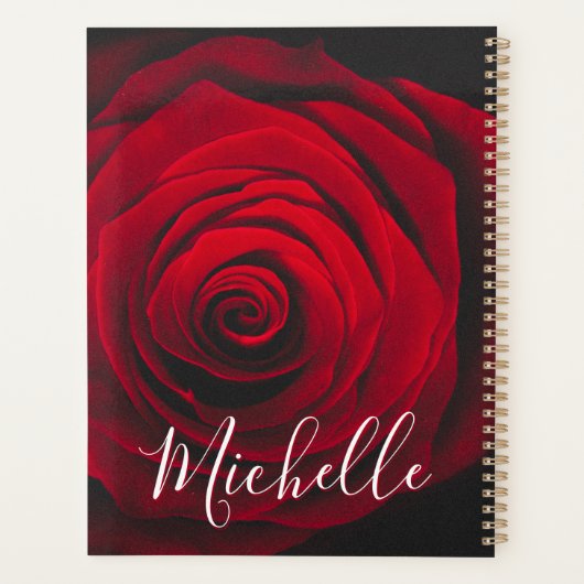 Aangepast monogram rode roze  foto planner (Achterkant)