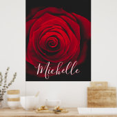 Aangepast monogram rode roze  foto poster (Keuken)