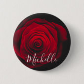 Aangepast monogram rode roze  foto ronde button 5,7 cm (Voorkant)