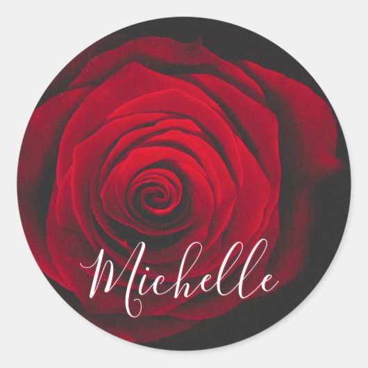 Aangepast monogram rode roze  foto ronde sticker (Voorkant)