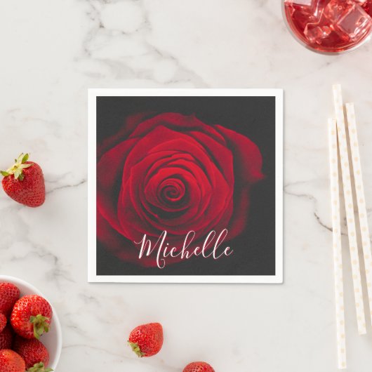 Aangepast monogram rode roze foto servet (Insitu)