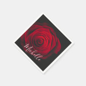 Aangepast monogram rode roze foto servet (Hoek)