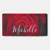 Aangepast monogram rode roze  foto spandoek (Horizontaal)