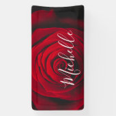 Aangepast monogram rode roze  foto spandoek (Verticaal)