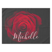 Aangepast monogram rode roze  foto tafelkleed (Voorkant (Horizontaal))