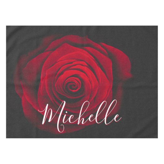 Aangepast monogram rode roze  foto tafelkleed (Voorkant (Horizontaal))