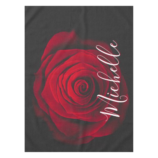 Aangepast monogram rode roze  foto tafelkleed (Voorkant)