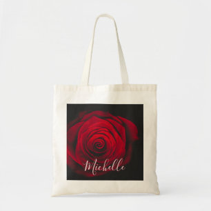 Aangepast monogram rode roze foto tote bag