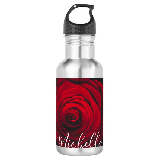 Aangepast monogram rode roze foto waterfles (Voorkant)