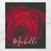 Aangepast monogram rode roze  foto wijn etiket (Enkel label)