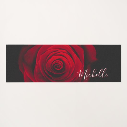 Aangepast monogram rode roze  foto yogamat (Achterkant (horizontaal))