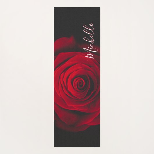 Aangepast monogram rode roze  foto yogamat (Achterkant)