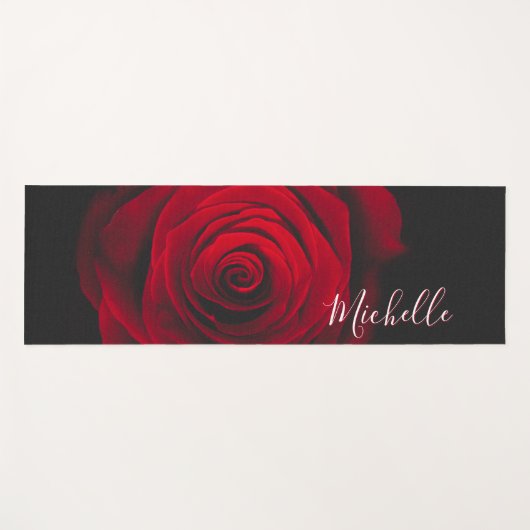 Aangepast monogram rode roze  foto yogamat (Voorkant (horizontaal))