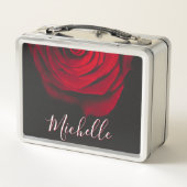 Aangepast monogram rode roze  foto zwart (Achterkant)