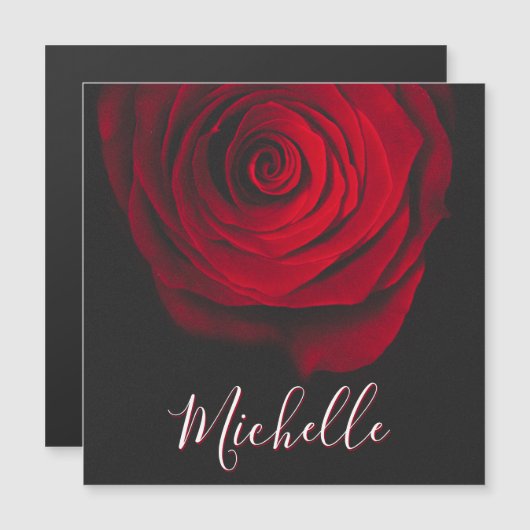 Aangepast monogram rode roze  foto zwart (Voorkant / Achterkant)