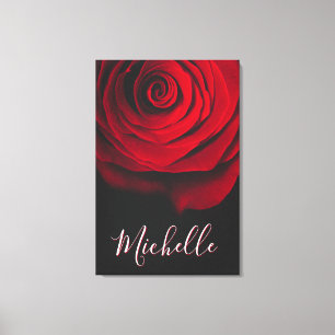 Aangepast monogram rode roze foto zwart canvas afdruk