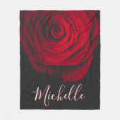 Aangepast monogram rode roze  foto zwart fleece deken (Voorkant)