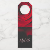 Aangepast monogram rode roze foto zwart flessenhanger (Voorkant)