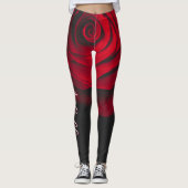Aangepast monogram rode roze  foto zwart leggings (Voorkant)