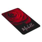 Aangepast monogram rode roze  foto zwart magneet (Rechterzijde)