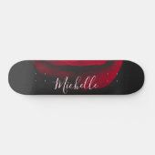 Aangepast monogram rode roze  foto zwart persoonlijk skateboard (Horizontaal)