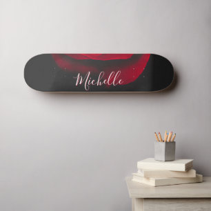 Aangepast monogram rode roze  foto zwart persoonlijk skateboard