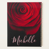 Aangepast monogram rode roze  foto zwart planner (Achterkant)
