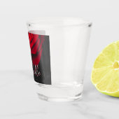 Aangepast monogram rode roze  foto zwart shot glas (Rechts)