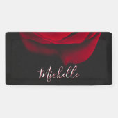 Aangepast monogram rode roze  foto zwart spandoek (Horizontaal)