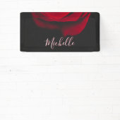 Aangepast monogram rode roze  foto zwart spandoek (Insitu)