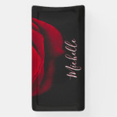 Aangepast monogram rode roze  foto zwart spandoek (Verticaal)