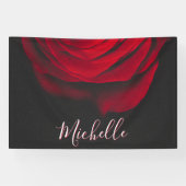 Aangepast monogram rode roze  foto zwart spandoek (Horizontaal)