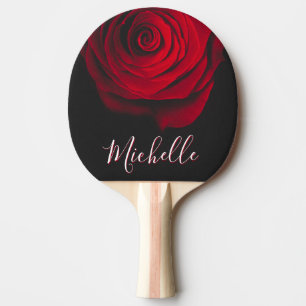 Aangepast monogram rode roze foto zwart tafeltennisbatje