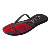 Aangepast monogram rode roze  foto zwart teenslippers (Schuin)