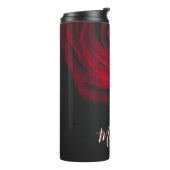 Aangepast monogram rode roze foto zwart thermosbeker (Gedraaid links)