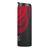 Aangepast monogram rode roze foto zwart thermosbeker (Geroteerd rechts)