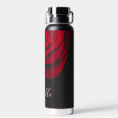 Aangepast monogram rode roze foto zwart waterfles (Achterkant)