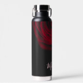Aangepast monogram rode roze foto zwart waterfles (Voorkant)