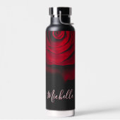 Aangepast monogram rode roze foto zwart waterfles (Links)
