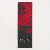 Aangepast monogram rode roze foto zwart yogamat (Achterkant)