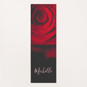 Aangepast monogram rode roze foto zwart yogamat (Voorkant)